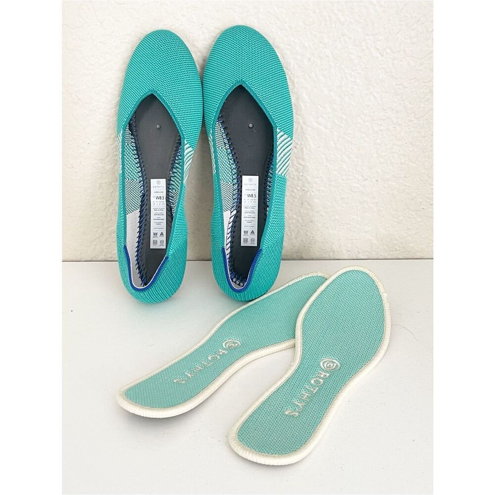 Rothy's Calypso Rare Retired Ballet Flat washable round-toe shoes in Teal - Picture 2 of 9